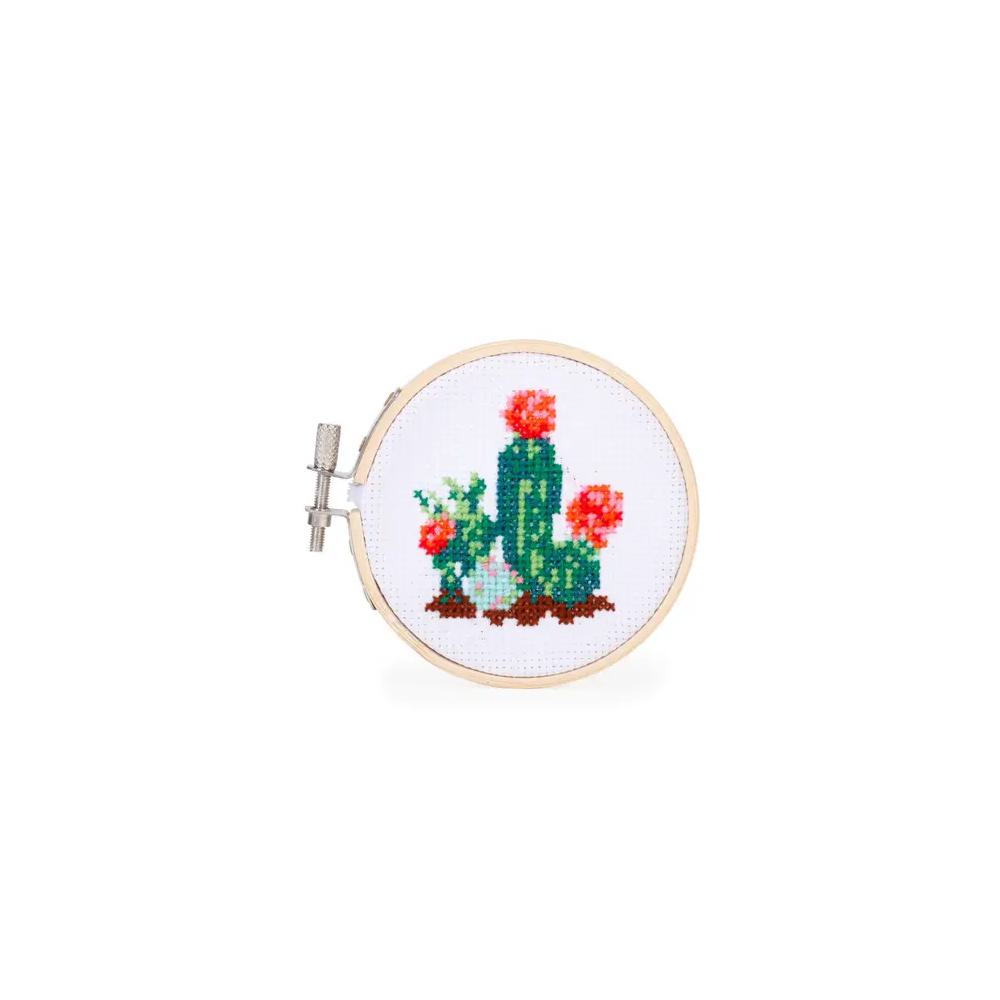 Kikkerland, Fabric Supplies, Art & School, Mini, Cross Stitch, Embroidery Kit, Cactus, 770575